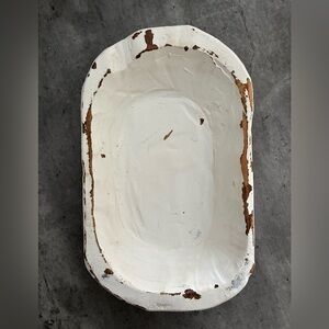 White Rustic Distressed Dough Bowl